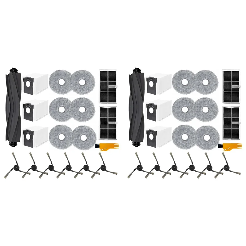 ABYP 2 conjuntos para Dreame X40 Ultra / X40 Pro / S30 Pro Ultra escova lateral principal filtros HEPA esfregão pano sacos de pó