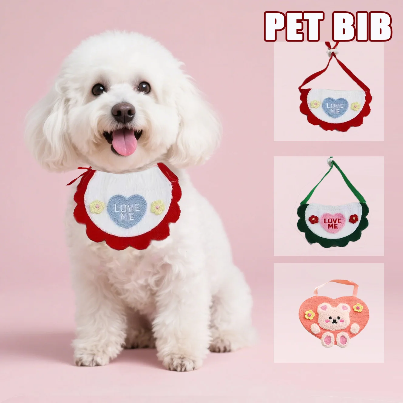 

Cute Bib Pet Cat Scarf Saliva Towel Dog Bibs Collar Puppy Cats Dress Up Accessories
