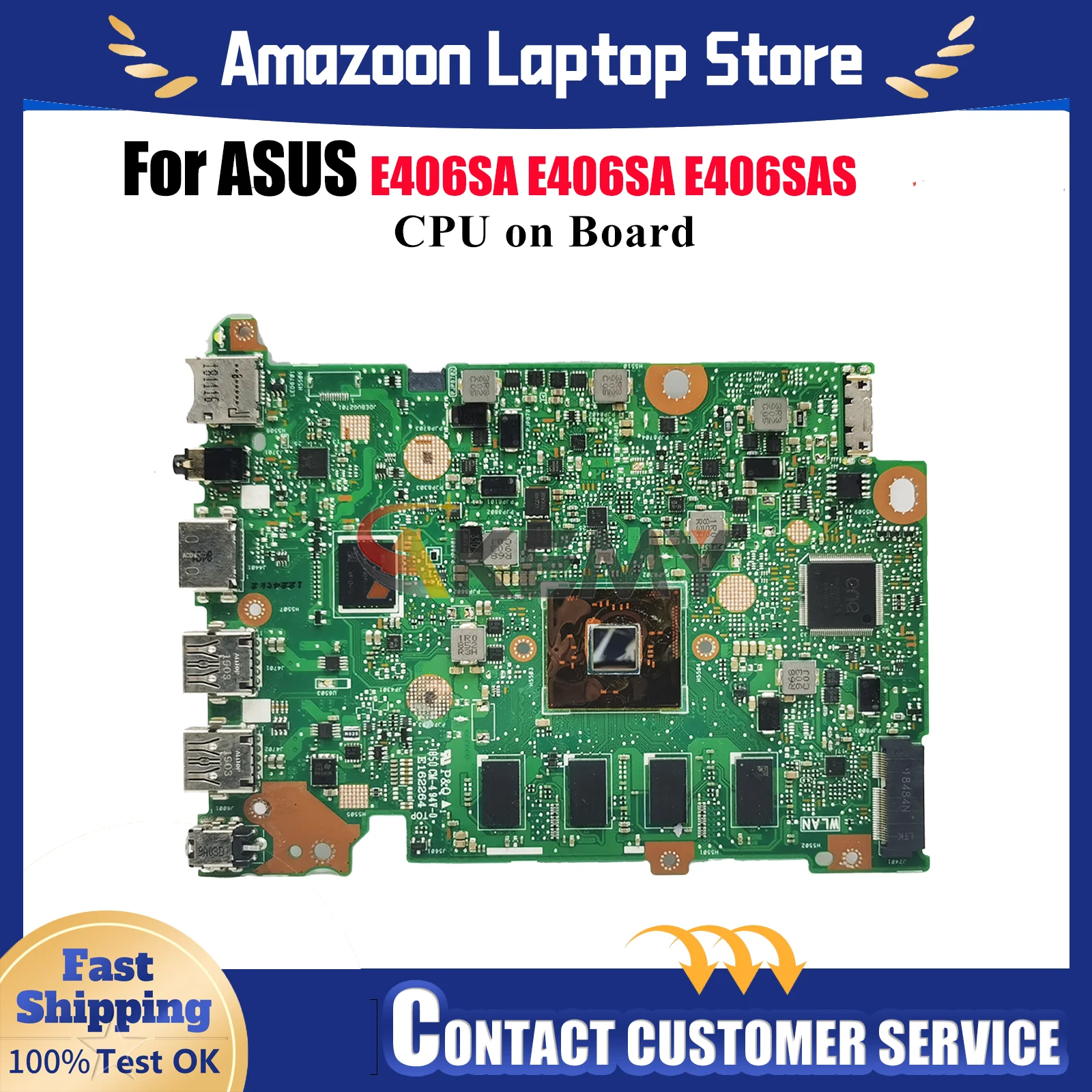 

E406SA Laptop Motherboard For ASUS EeeBook E406SA E406SAS E406S Notebook Mainboard With CPU 100% tests OK fast shipping stk
