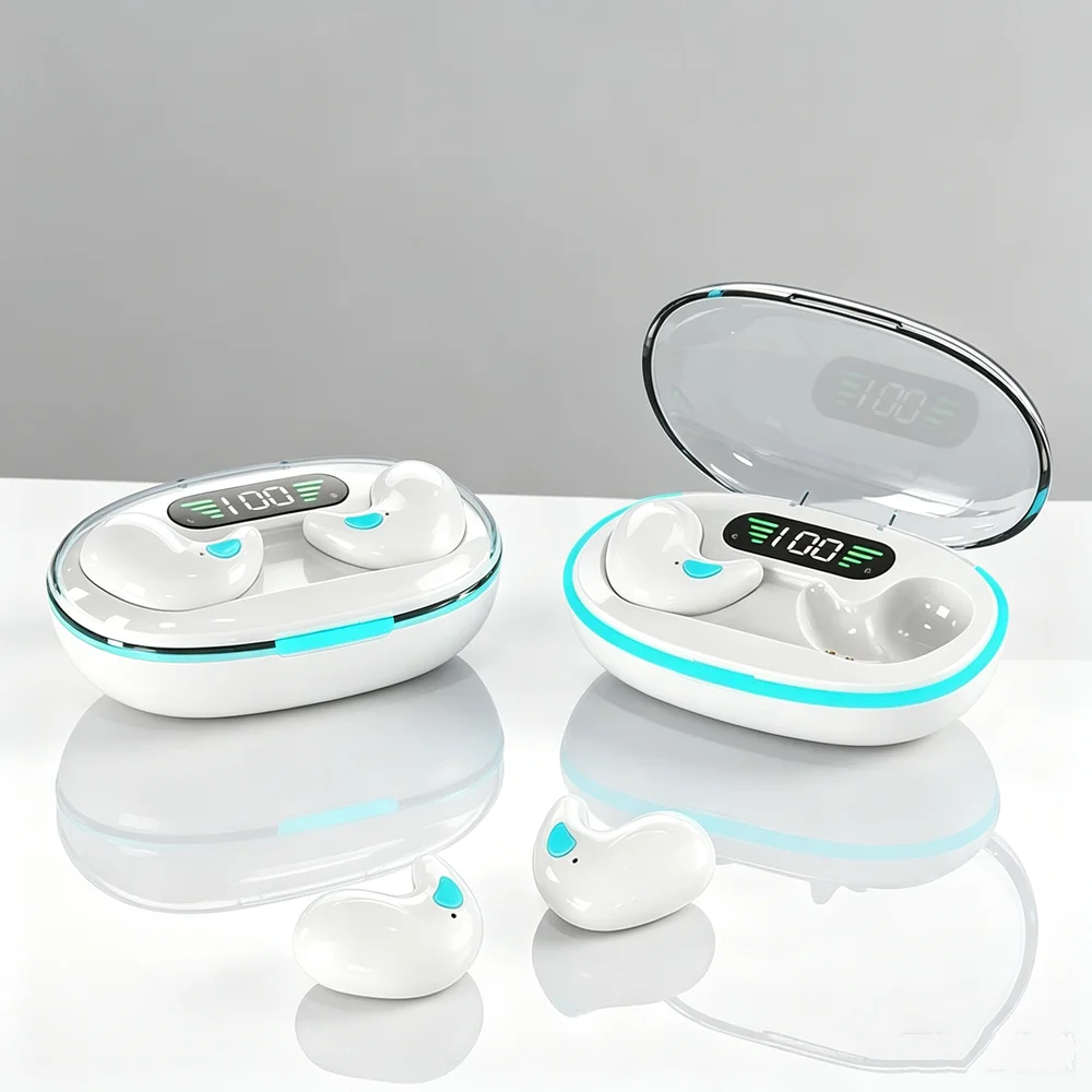 Écouteurs intra-auriculaires sans fil pour le sommeil, mini-casques TWS Bluetooth stéréo, casques discrets avec micro pour appels HD