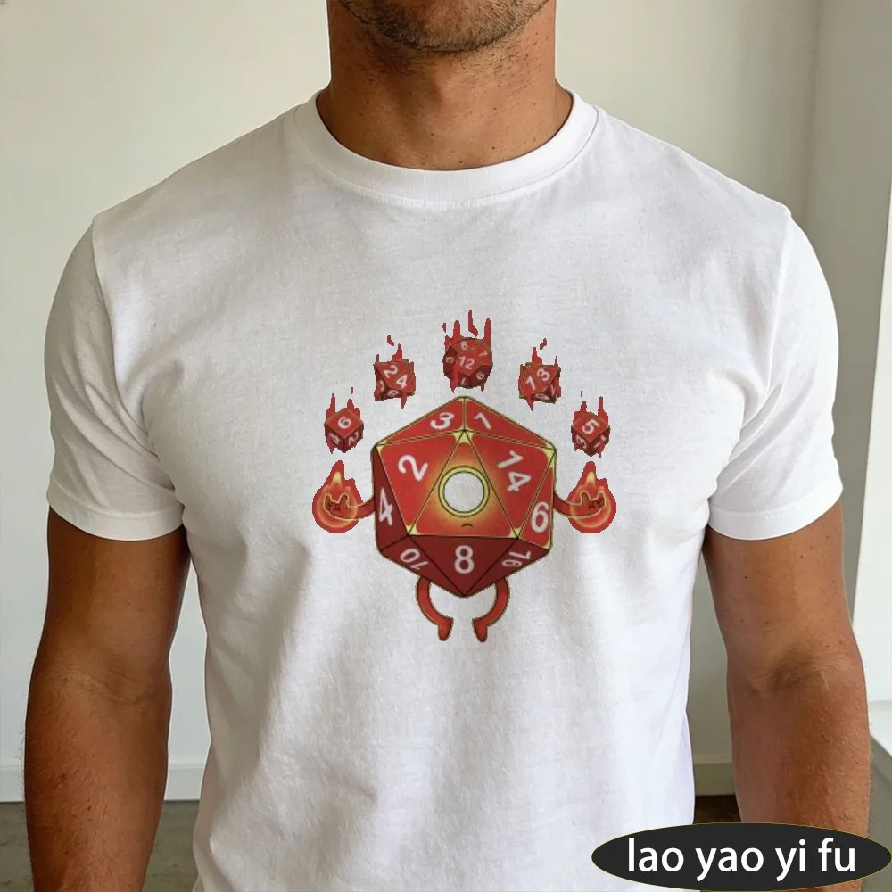 DUNGEONS DRAGONS Series shirt Flaming D20 Demon Art Print T-Shirt Men's Dark Fantasy D&D Gaming Short Sleeve