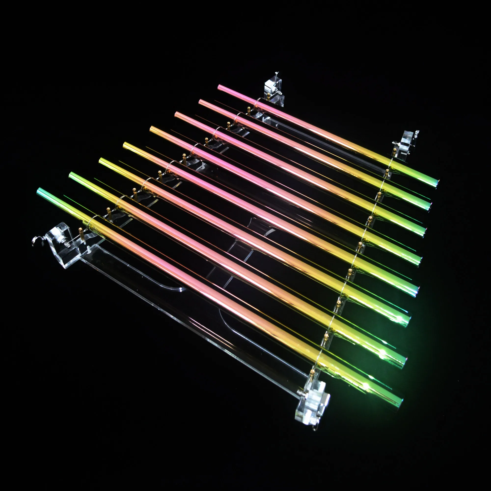 Sound Healing Titanium Coating Rainbow Quartz Crystal Singing Harp Wholesale 8 Tubes Crystal Harp with Case Music Instrument