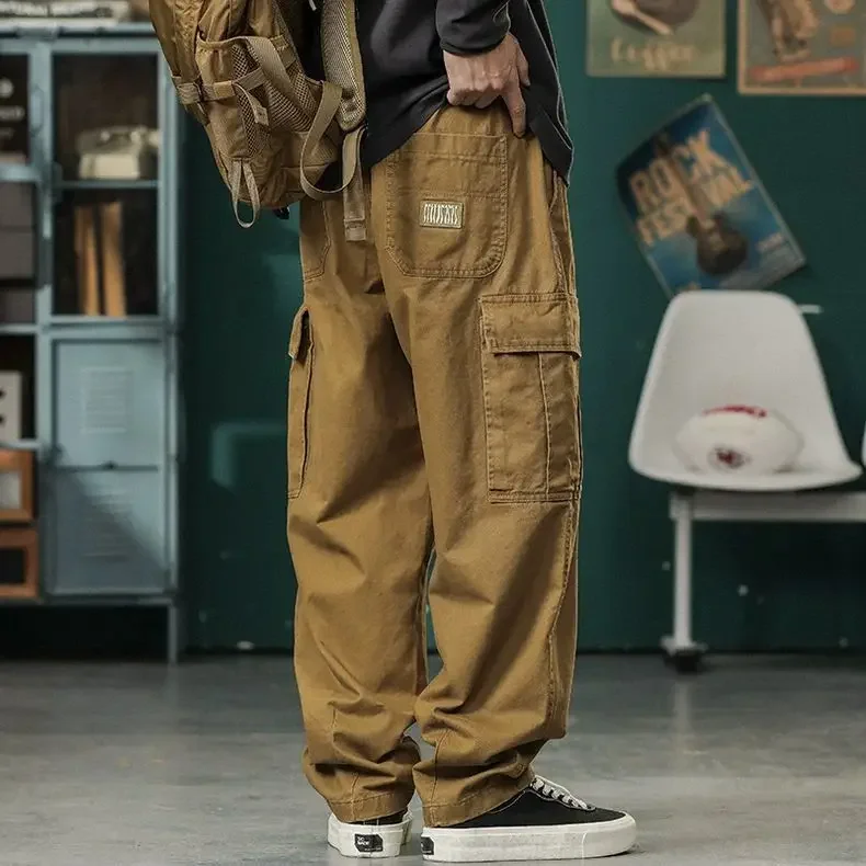 

Американские ретро модные функциональные рабочие брюки мужские осенние свободные широкие повседневные японские брюки для кемпинга на открытом воздухе