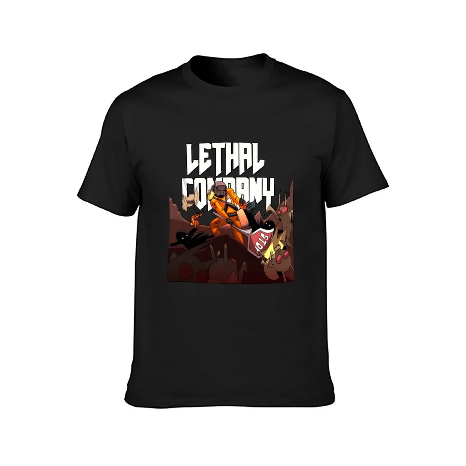 Lethal Company Stop T-Shirt funnys customs cute tops plain black t shirts for men