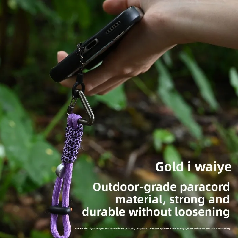 Paracord Braided Anti Lost Phone Lanyard Dopamine Style Portable Aluminum Alloy Protective Cute Car Keychain Pendant