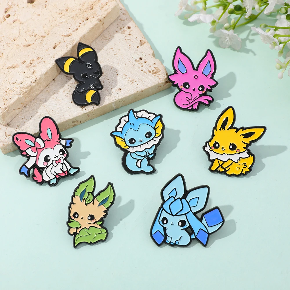 Pokemon Eevee Pin de solapa esmaltado - Broche de monstruo de juego de dibujos animados para mochila Joyería de moda Regalo de vacaciones ideal para amantes de los anime