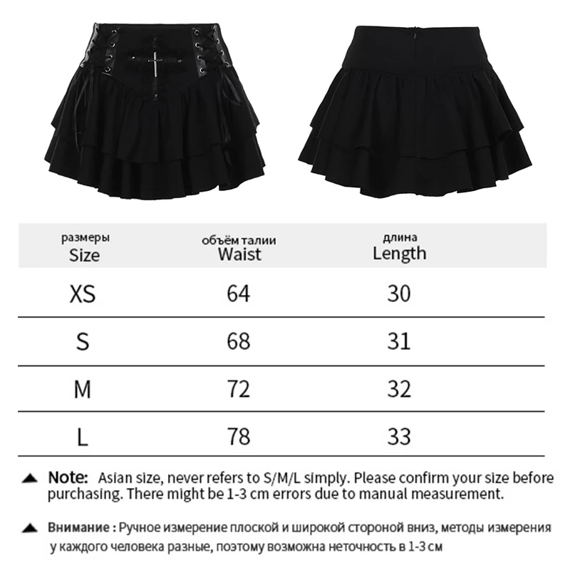 S/M/L gótico Punk Cruz Patchwork plisado Mini falda para mujeres Alt Mall Grunge Techwear Bottoms falda vendaje estética oscura