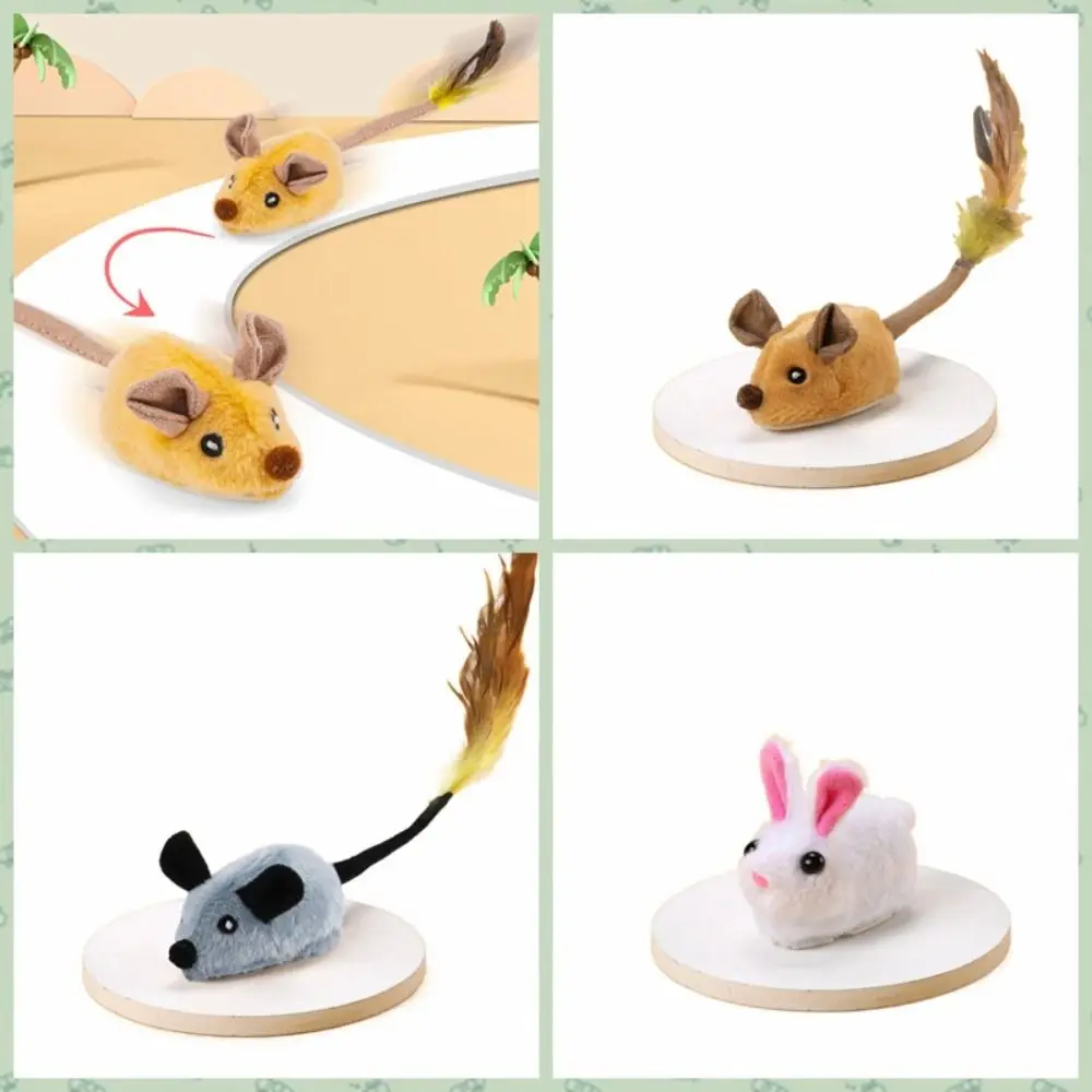 Interactive Electric Mice Cat Toy Random Walking with Feather Smart Running Mouse Toy Simulation Mice Plush Cat Baby