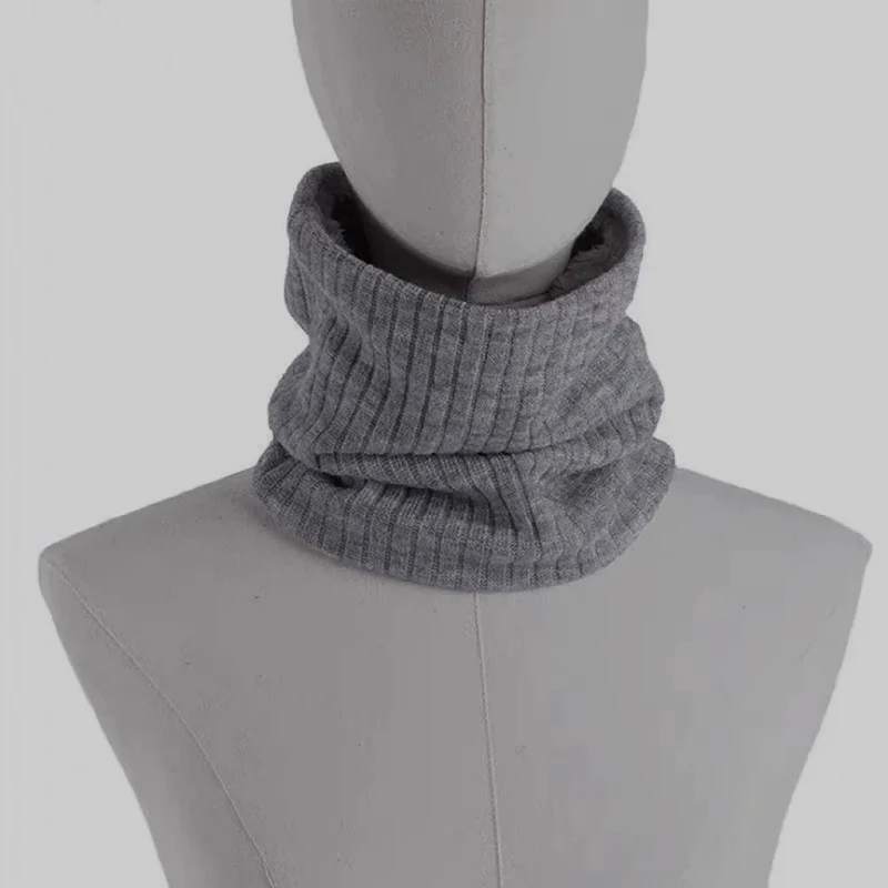 Knitted Scarf Winter Warm Snood Scarves Solid Thicken Wool Fur Neck Warmer Unisex Men Neck Scarfs Ring Female Pullover Scarf