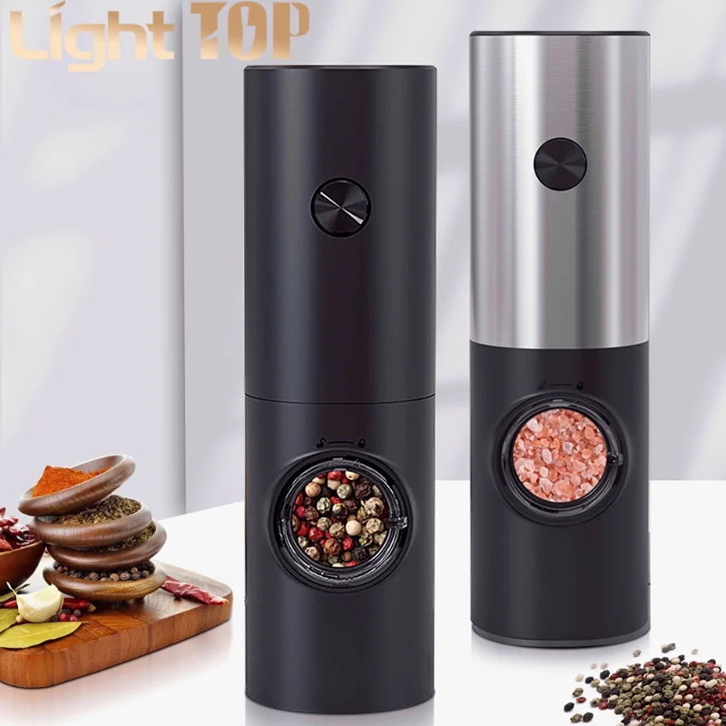 

Electric Pepper Spice Grinder Automatic Salt Grinder Pepper Shaker Mill for Spice Gravity With Led Light Adjustable Coarseness