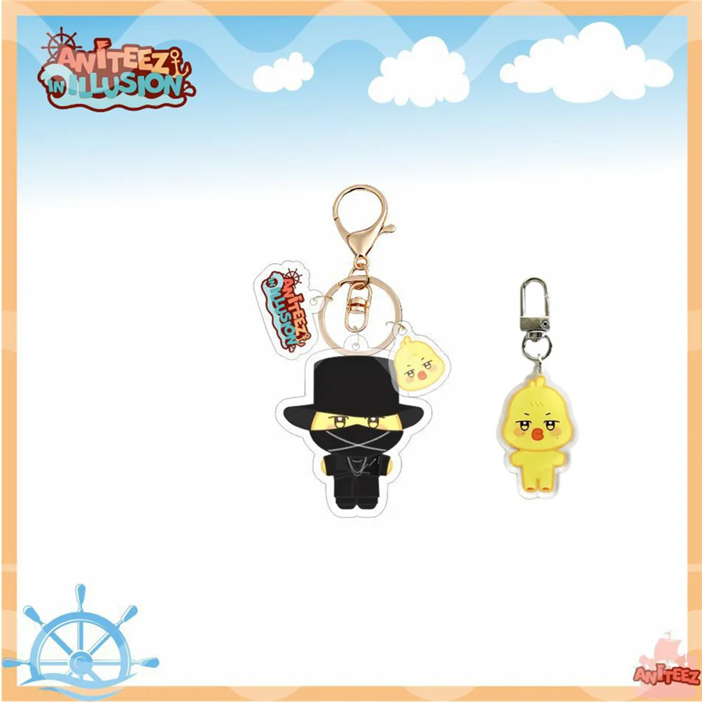 2set Kpop ATEEZ Keychain Albums ANITEEZ Key Chain Hongjoong Seonghwa Yunho Yeosang San Cartoon Keyring Pendant