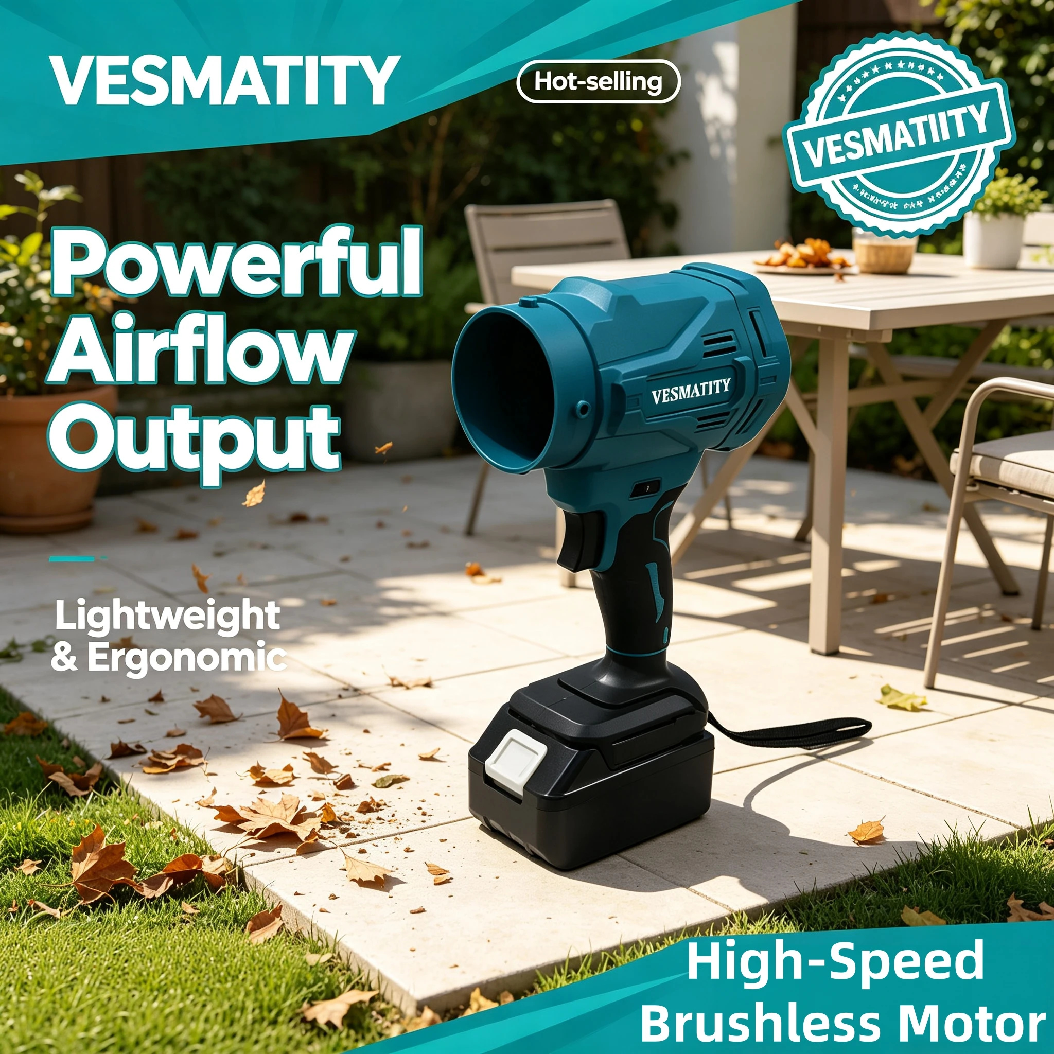 VESMATITY 130000 RPM Brushless Hair Dryer 6 Speed Jet Turbine Dust Removal Tool for Makita 18V 20V Battery System Pro