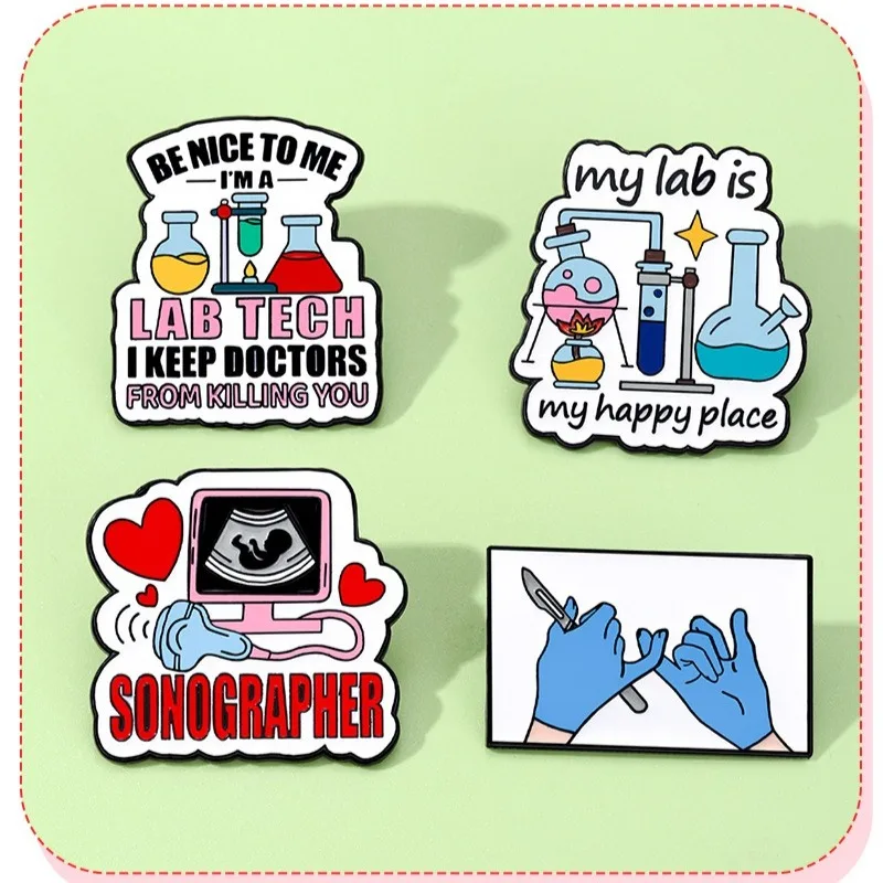 Cartoon Medical Series Alloy Enamel Pin Experimental Equipment Design Badge DIY Clothes Bags Shoes