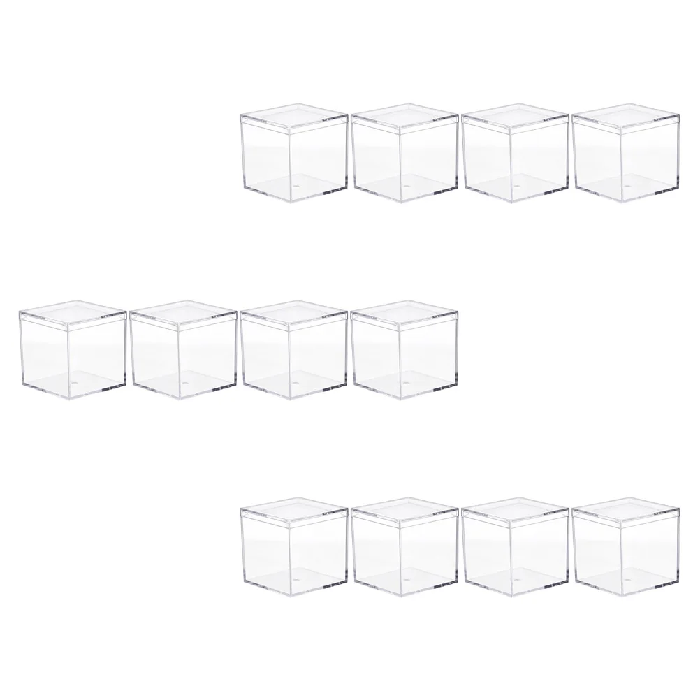 

12 Pcs Acrylic Packaging Box Clear Boxes for Favors Storage Containers Square Display Office