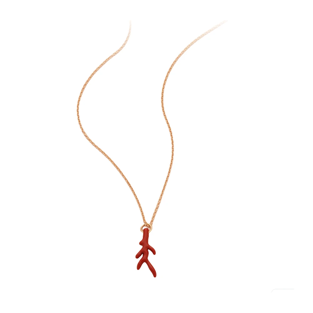 

The Red Coral Pendant Necklace Is Suitable For Women And Features Adjustable Chains For Casual Party Office Ladies
