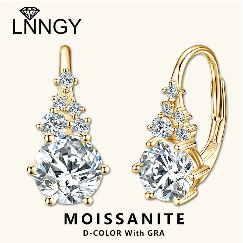 

Lnngy oorbellen zilver 925 Sterling Silver Hoop Earrings Certified Full Moissanite Diamond Earring With Certificate For Wedding