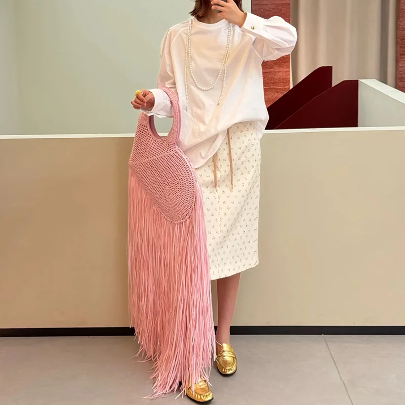 Fashion Straw Woven Shoulder Messenger Bags Women\'s love Designer Luxury Crossbody Bag Summer Beach Female Tassel Handbag