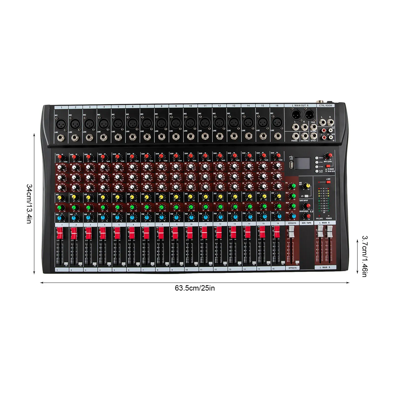 16-Channel Studio Audio Mixing Console - Bluetooth USB Digital Sound Mixer