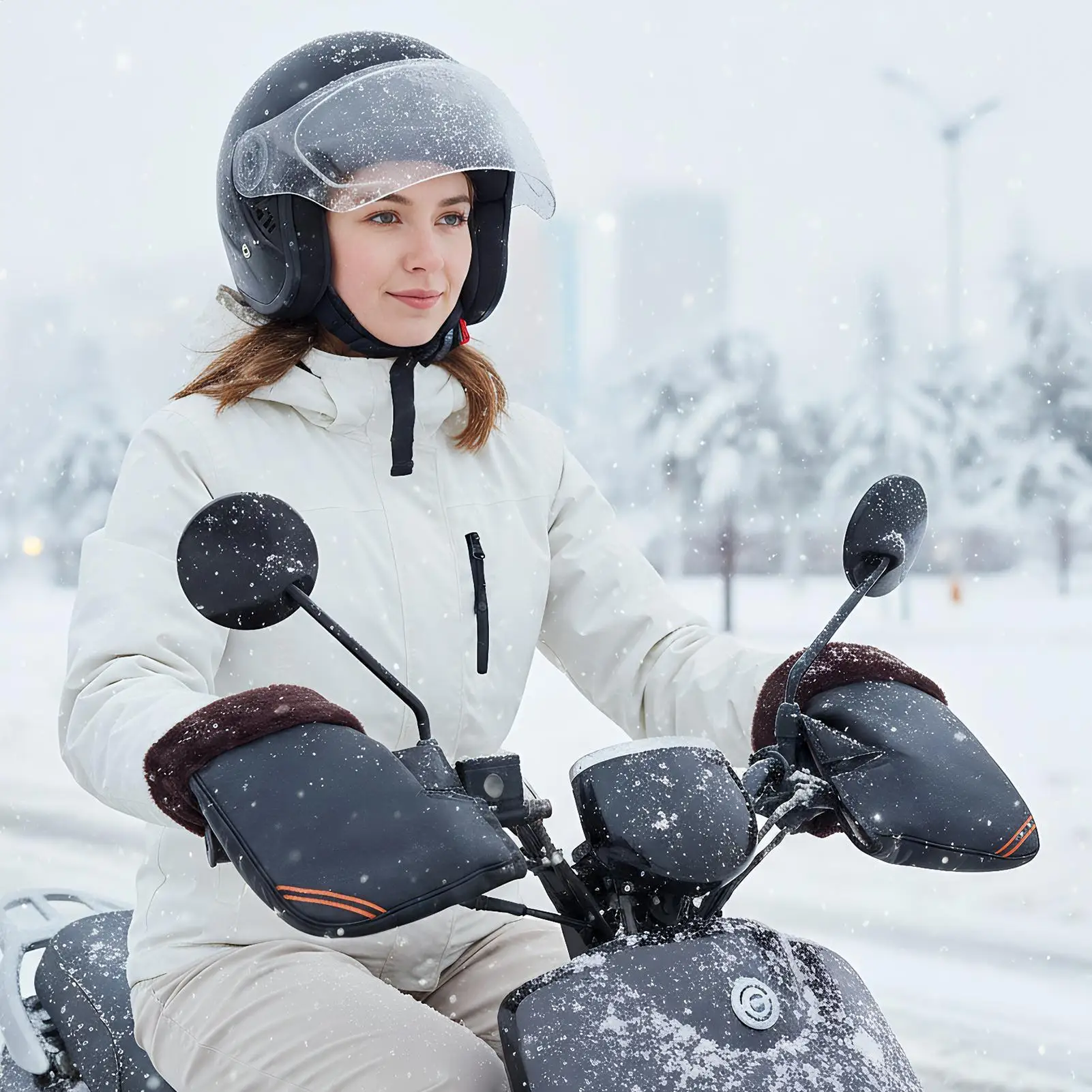 Motorcycle Handlebar Mittens Windproof Winter Muffs Cold Weather Hand Protection for Scooter ATV Snowmobile Long Distance Riding