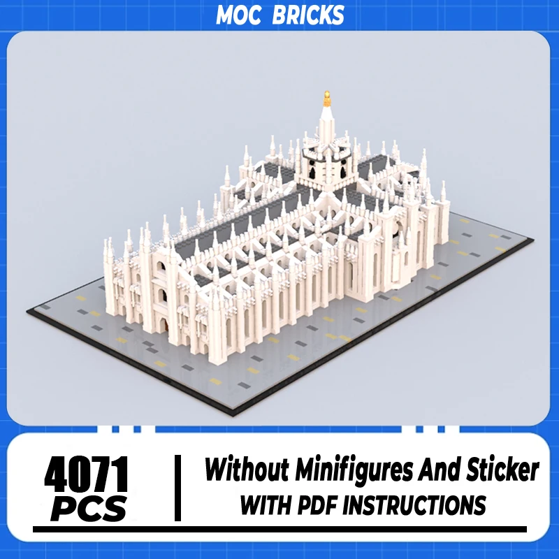 Street View Model Moc Building Blocks Modular Milan Cathedral Model Technology Modular Brick DIY Assembly Construction Toy Gifts