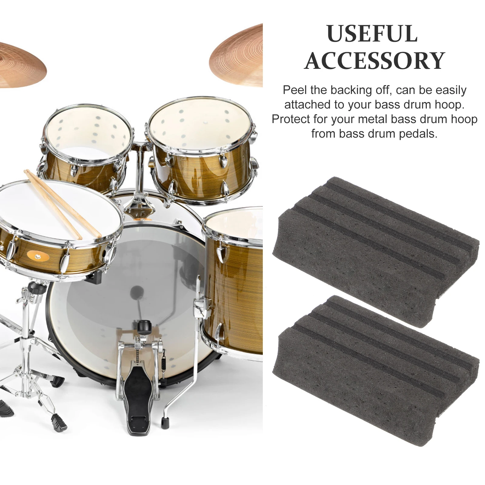 

2pcs Bass Drum Guards Anti-slip Hoop Protector Durable Wear Resistance Replacing Broken Pedal Guard Supplies Component Drum