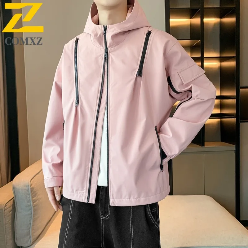 معطف COMXZ مقاوم للمطر مقاوم للرياح ومقاوم للماء وخفيف الوزن للسفر في الهواء الطلق وسترة لراكبي الدراجات النارية والتسلق ومقاومة للخدش ملابس خارجية للرجال #4