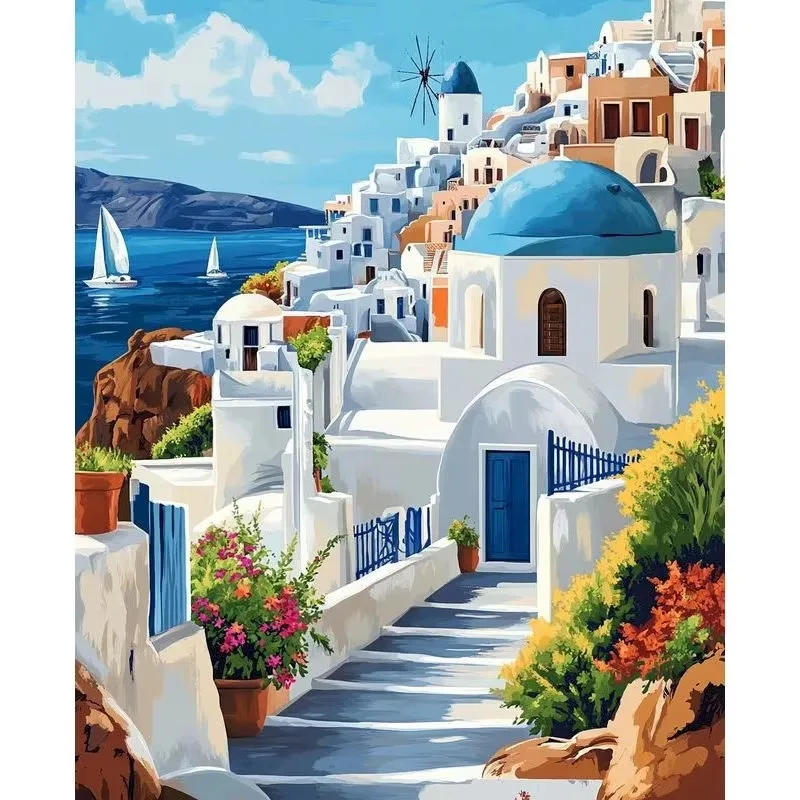 Adult Jigsaw Puzzle 1000 Pieces Puzzle Seaside Town Landscape Paper Puzzle Decorative Painting Exercise Brain Thinking