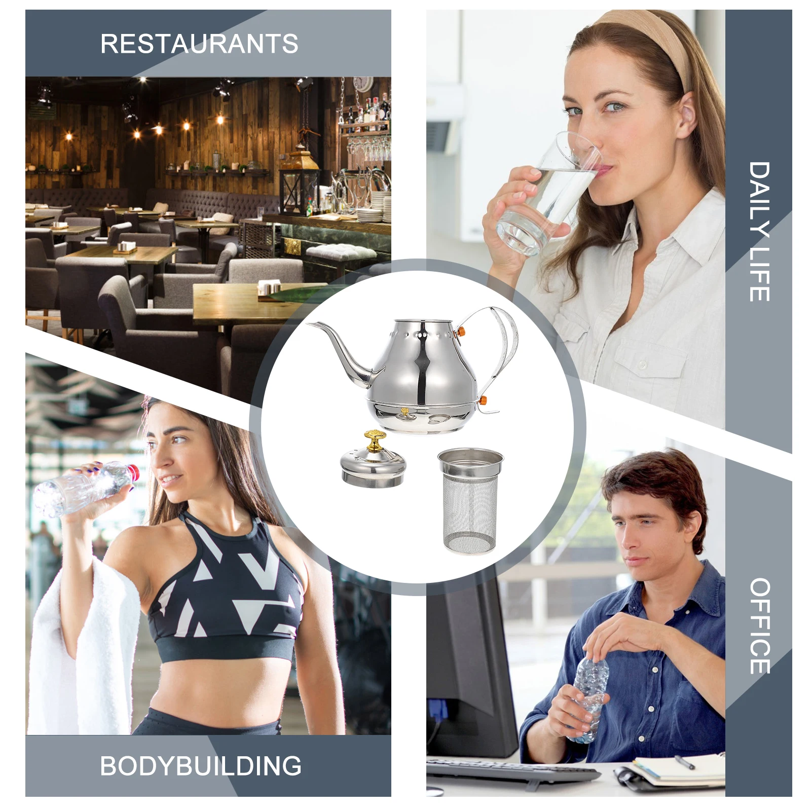 

Stainless Steel Teapot Practical Water Practical Teakettle Kitchen Silver Heating Household Boil Tea Office Restaurant Use