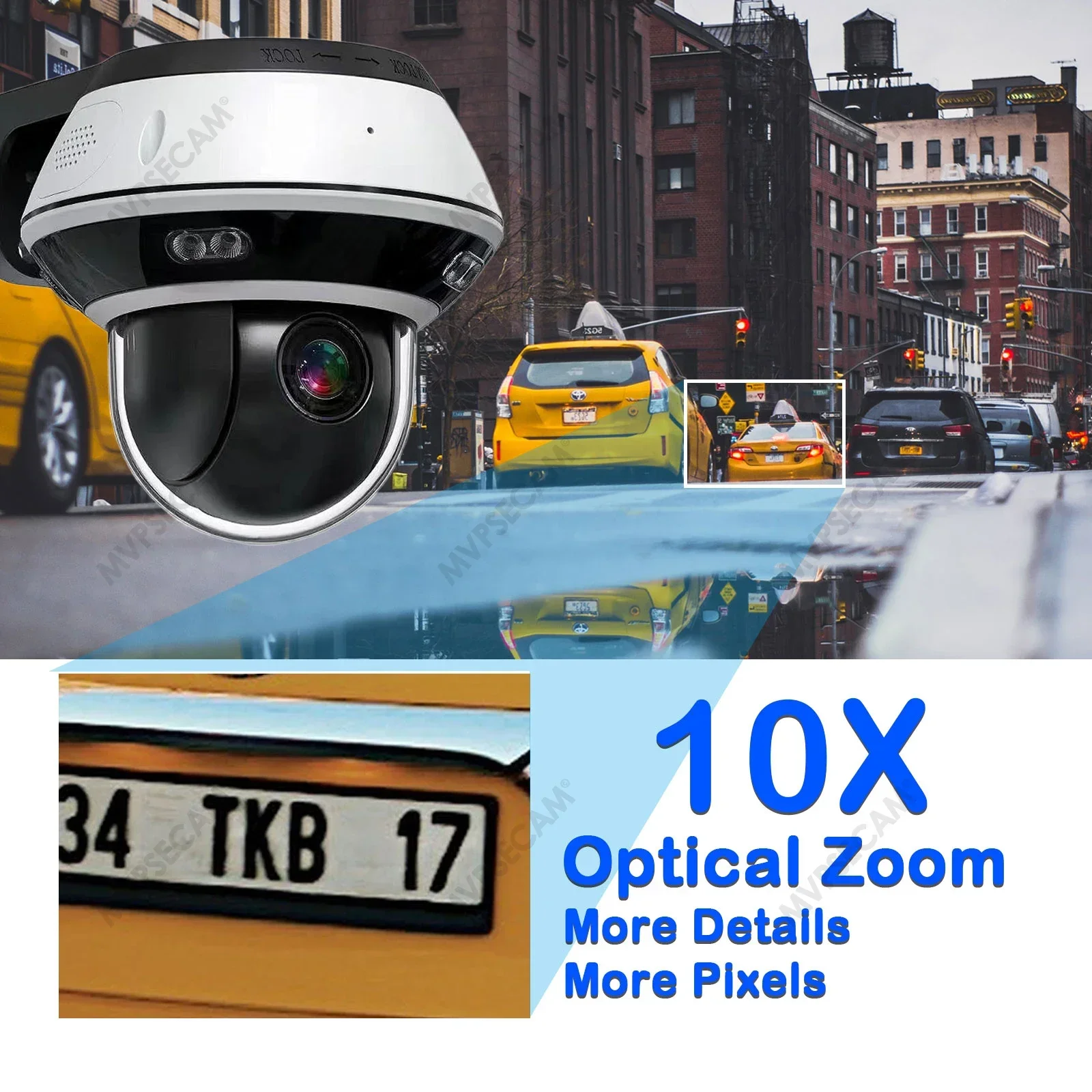 4K 8MP Dome POE PTZ IP Camera 10X Optical Zoom Vandalproof Outdoor Audio P2P CCTV Security Surveillance Cameras XMeye Pro App