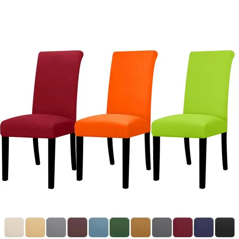 

Solid Color Chair Cover Kitchen Dining Elastic Chair Slipcover Furniture Protector Wedding Office Living Room Hotel Home Decor