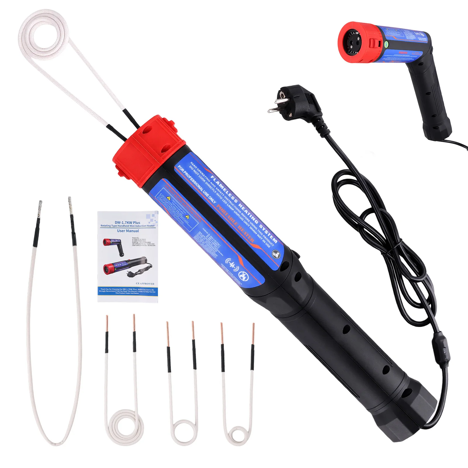 Podofo 1100W-1800W Magnetische Inductie Verwarmingstoestel Draagbare Vlamloze Inductie Verwarmingstoestel Reparatiegereedschap Boutverwijderaar Gereedschap 4 Lange Spoelen