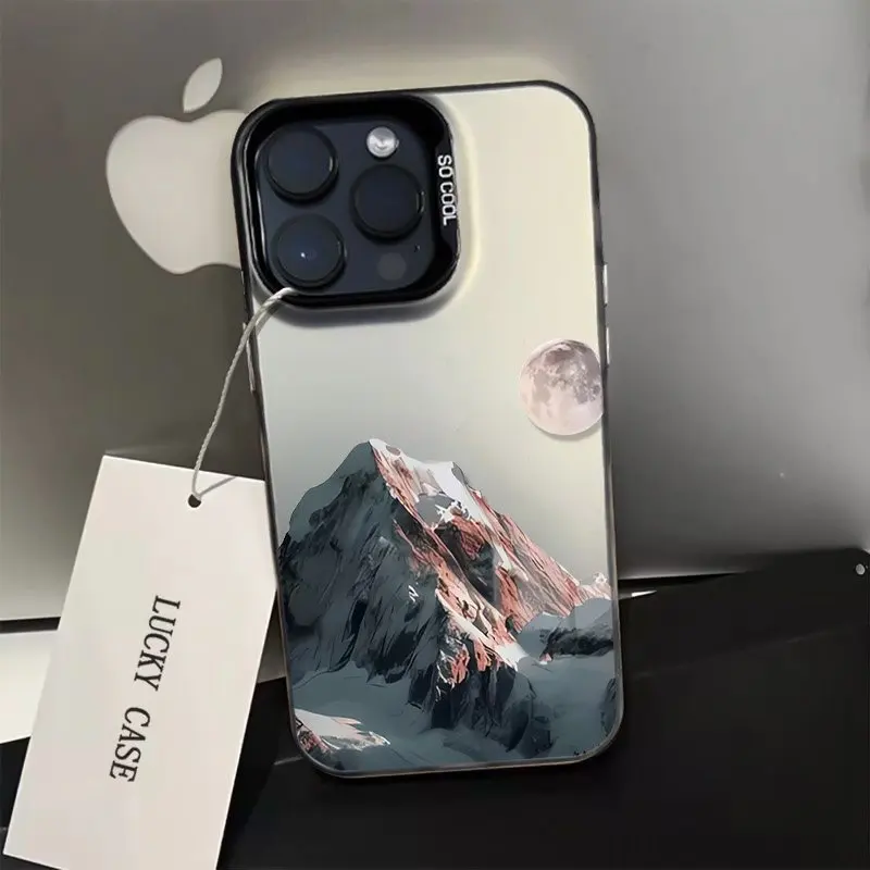 جبل الثلج تحت القمر المشهد قضية الهاتف لسامسونج غالاكسي A26 A36 A56 A55 A54 S25 FE S24 S23 S22 الترا S21 زائد غطاء