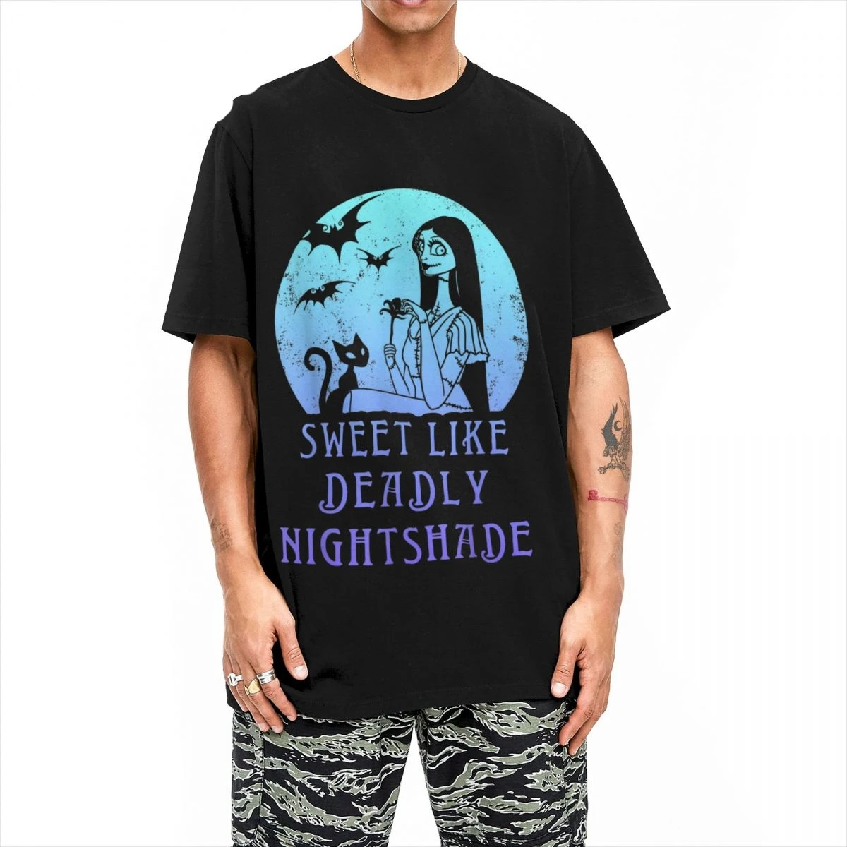 Humor  The Nightmare Before Christmas T-Shirts Men Women's Round Collar Cotton T Shirt Sally Sweet Tees Plus Size Clothes