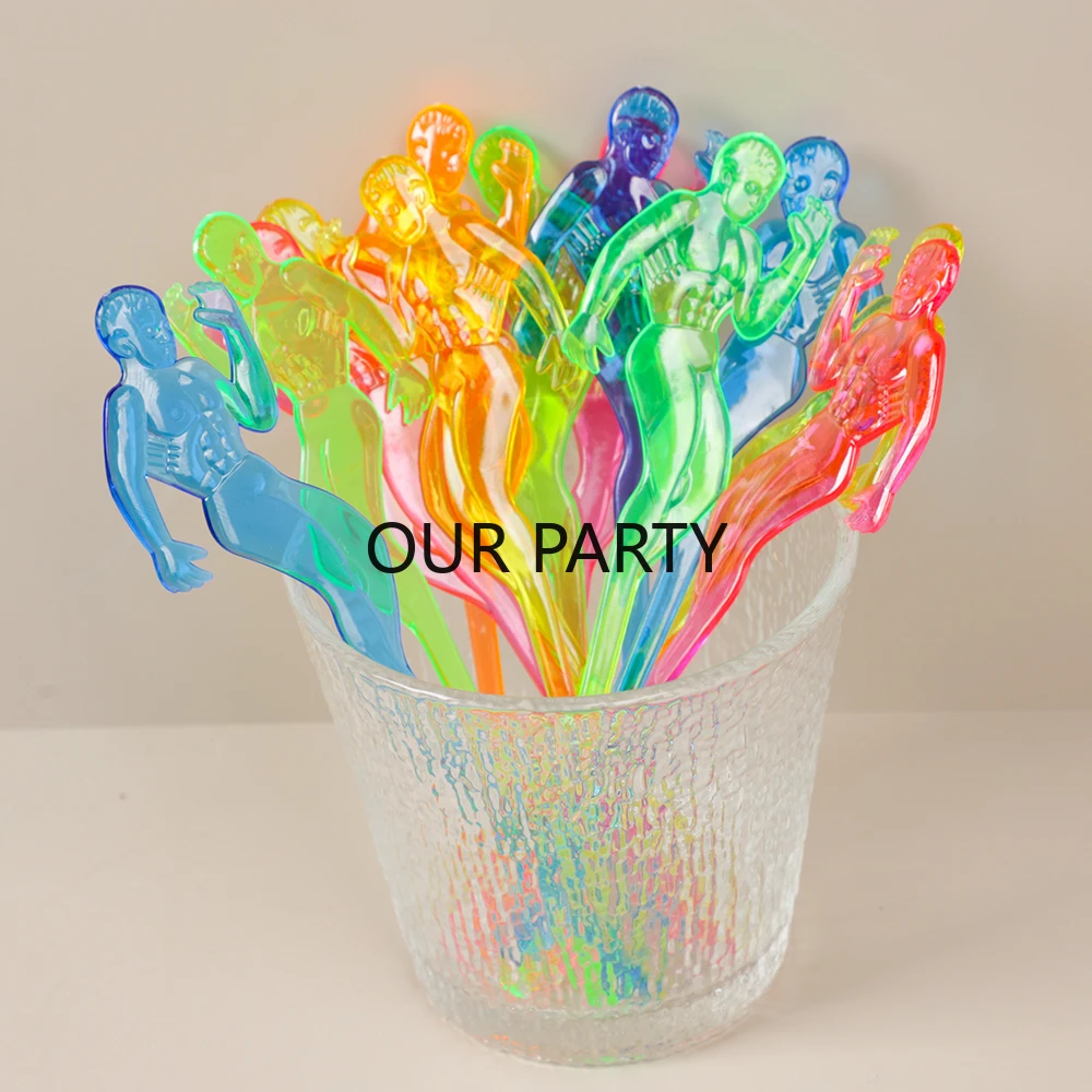 20Pcs Colorful Muscle Man Night-club Cocktail Swizzle Sticks Wine Drink Stirrer Muddler Puddler for Wedding Hen Party Decoration