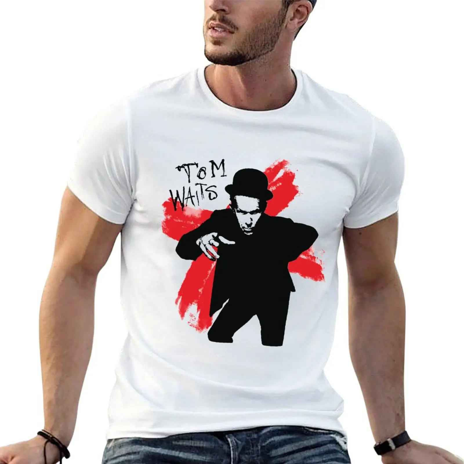 

Tom Waits Paint Graphic T-Shirt man t shirts cotton man t shirts for men casual T-Shirt