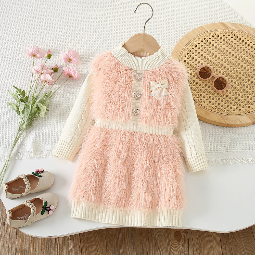 Girls Knitted Dresses Spring Autumn Children Woolen Jersey Sweaters Dress For Baby Girl Princess Clothes Kids Party Outfits 5 6Y 3