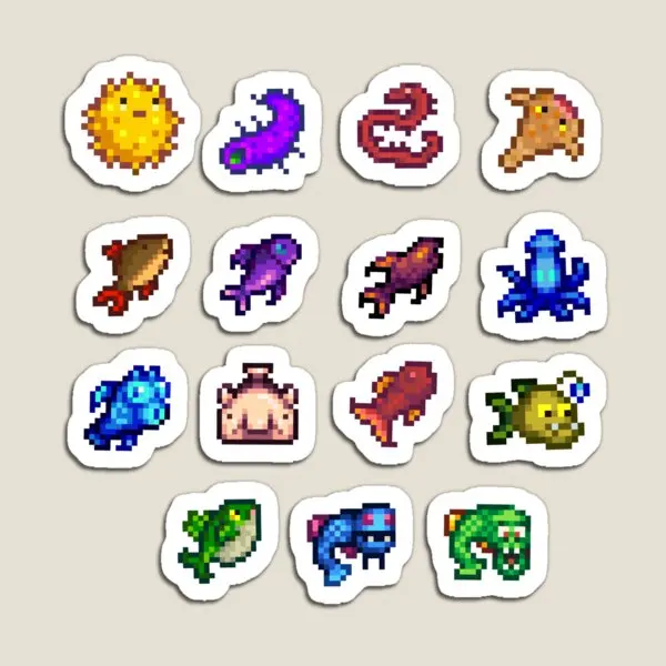 Stardew Valley Difficult Fish  Magnet Stickers Baby Funny Cute Toy  Refrigerator Holder Home Colorful for Fridge Organizer Decor
