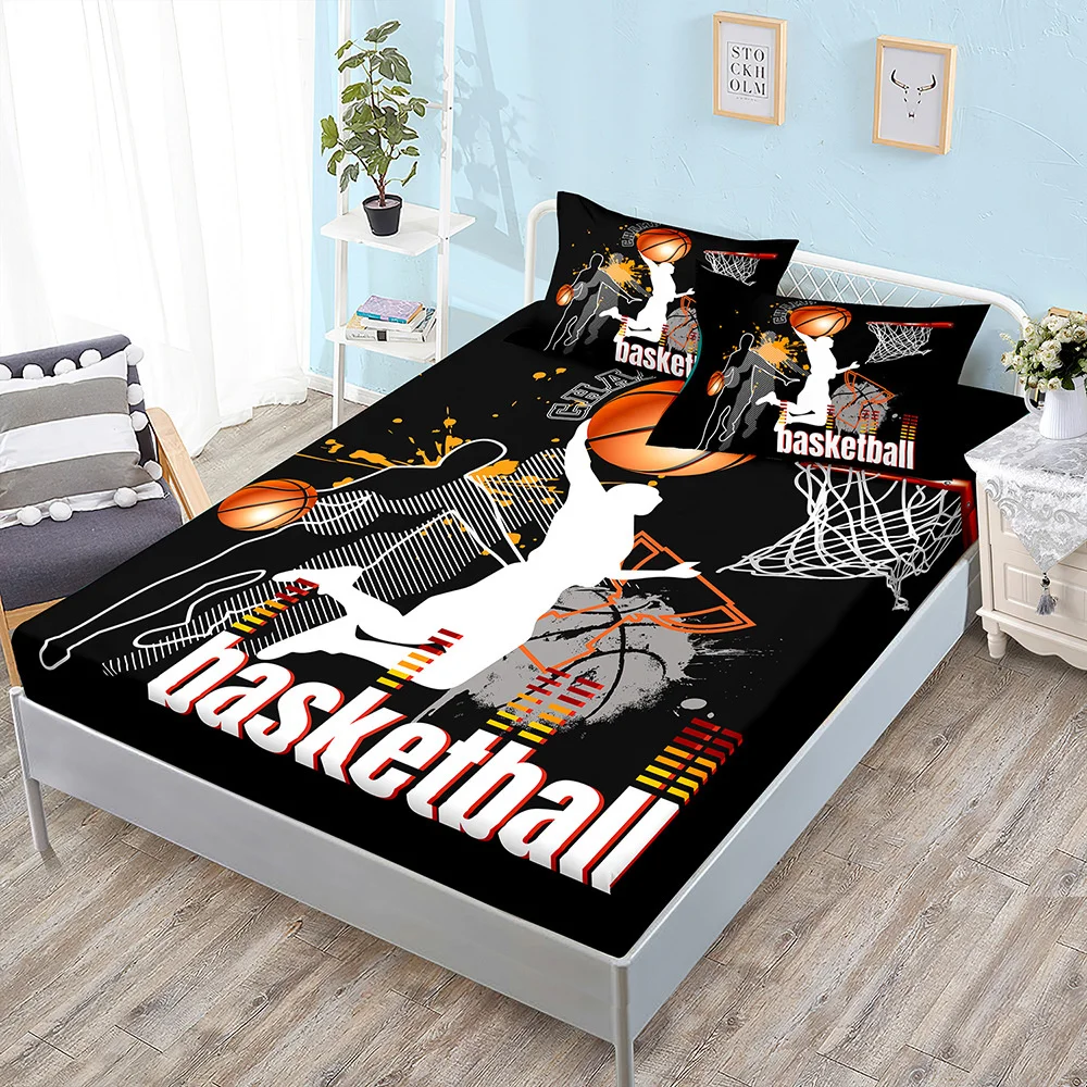

Basketball Boys Fitted Sheet Set Twin Full King Bed Fitted Sheets for Kids Teens Football Bed Set with Pillowcase Bedroom Decor
