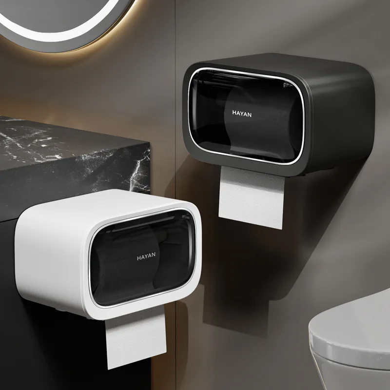 

2025 Plastic Bathroom Storage Box Wall Mounted Toilet Tissue Roll Toilet Paper Shelf Large Capacity Waterproof Storage Holder