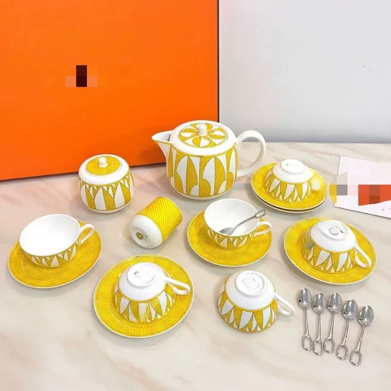 Sunshine series bone china coffee set cup saucer pot combination set housewarming gift