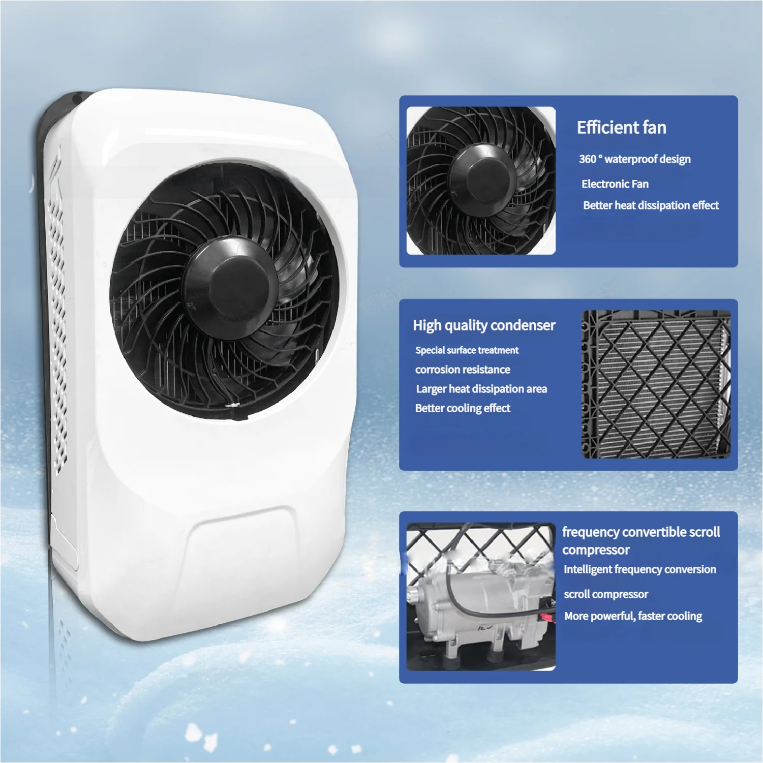 مكيفات هواء لوقوف السيارات على السطح من النحاس مثبتة على الحائط 12 فولت 24 فولت لشاحنة فان موتوهوم