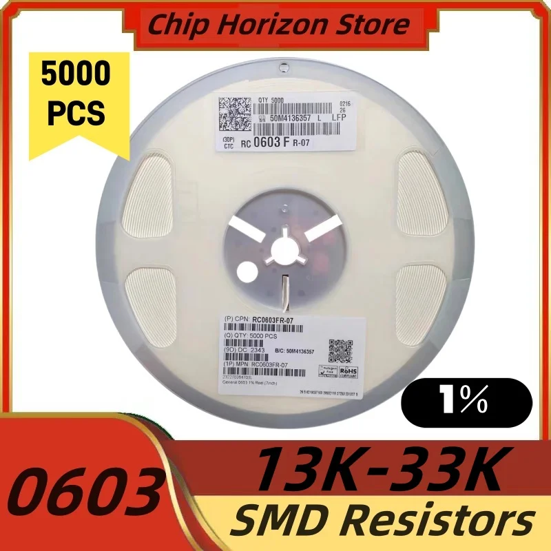 

5000PCS SMD Resistor 0603 13K~33K15K16K18K2022K24K27K30K33K 1% Ohm Chip Resistor 1/10W New