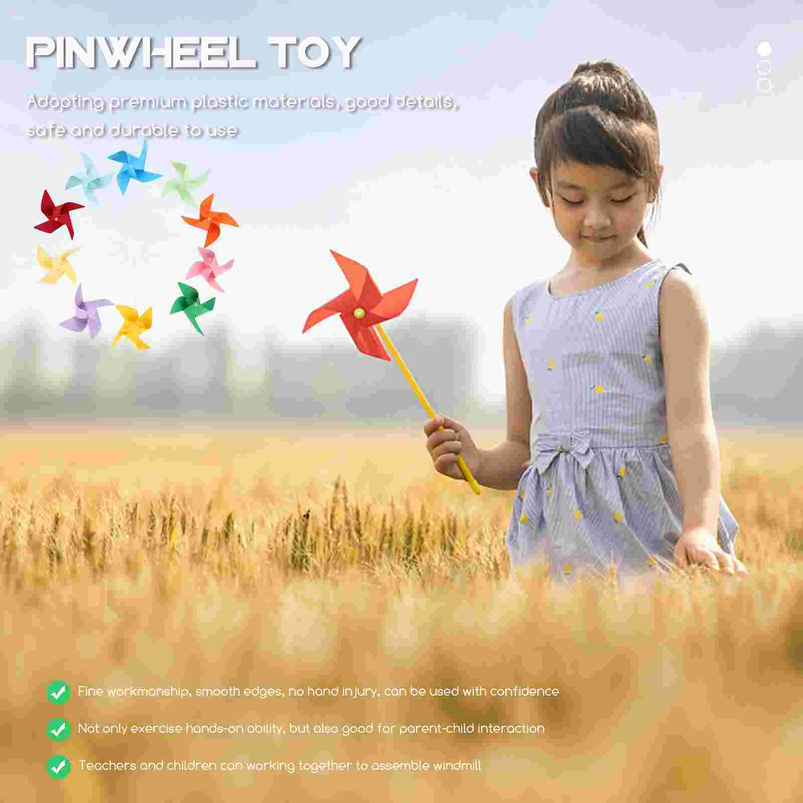 12 Pcs DIY Small Windmill Children Pinwheels Kit Kids Graffiti Toy Assembly for Crafts