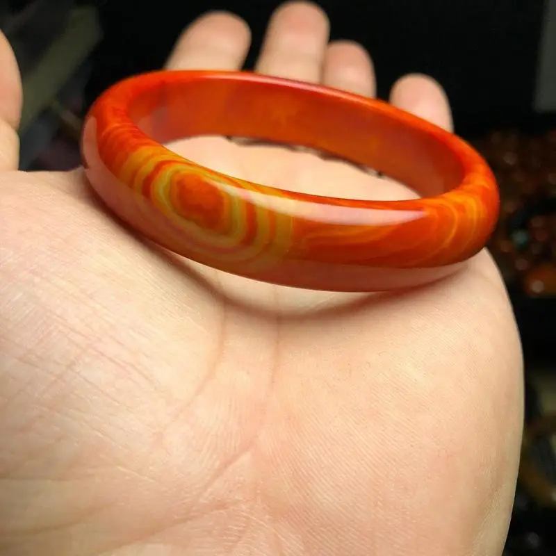 Genuine natural Warring States red agate bracelet for women medium width round with certificate