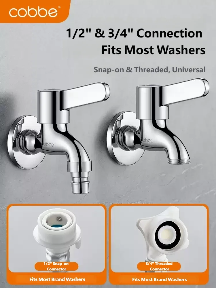 Solid Brass Washing Machine Faucet, Thickened Explosion-Proof Wall-Mounted Tap, G1/2 Inlet, Leak-Proof Household Laundry Tap
