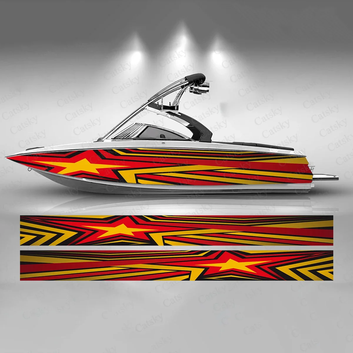 Star Design Colorful Boat Sticker Fashion Custom Fish Boat-Sticker Vinyl Waterproof Boat Wrap Graphic Boat Wrap Decal