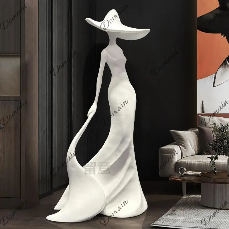 Large Abstract Fiberglass Figure Sculpture Art Decor for Living Room Hotel Bar Mall Floor Standing