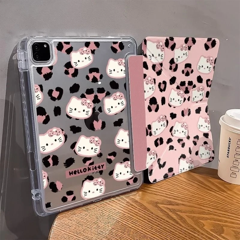 حافظة آيباد مطبوعة على شكل جلد الفهد الوردي لجهاز آيباد برو 11 بوصة 11th Air6 حافظة كمبيوتر لوحي مع فتحة قلم 10th 10.9in Air4 9th 8th 10.2in غطاء