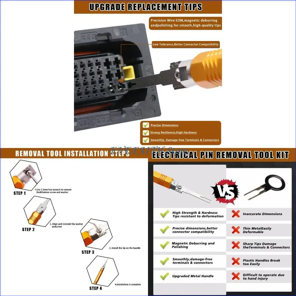 

124B 8Pcs Auto Electrical Connector Removal Terminal Separator Tool For Professional And DIY Repairs