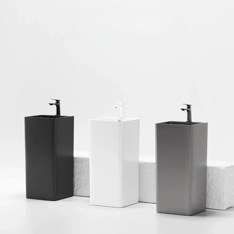 Balcony floor-to-ceiling washbasin Small apartment bathroom Color column washbasin Outdoor ceramic integrated column basin